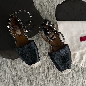 Valentino Rockstud Double Flat Espadrilles size 36